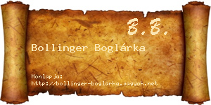 Bollinger Boglárka névjegykártya
