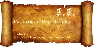 Bollinger Boglárka névjegykártya